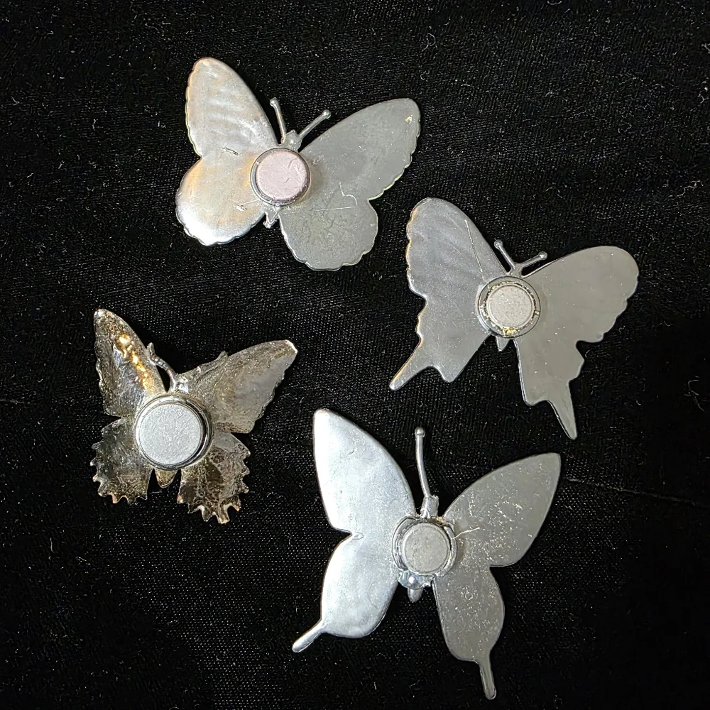 VTG Kitschy Butterfly Magnet Set of 4, 1970s 1980s Kitchen, Fridge, Locker Decor